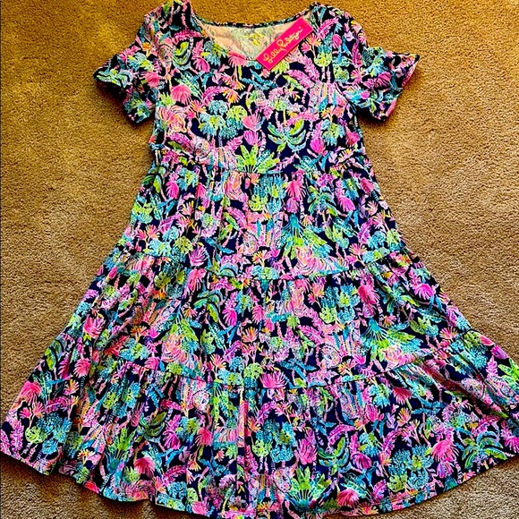 Lilly Pulitzer Dresses & Skirts - Lilly Pulitzer Jodee Pink and Purple Flutter Sleeve Sundress